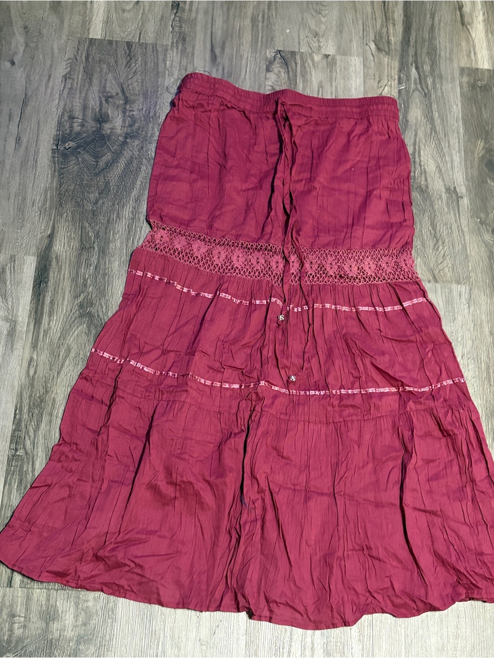 Boho Tiered Maxi Skirt in Berry